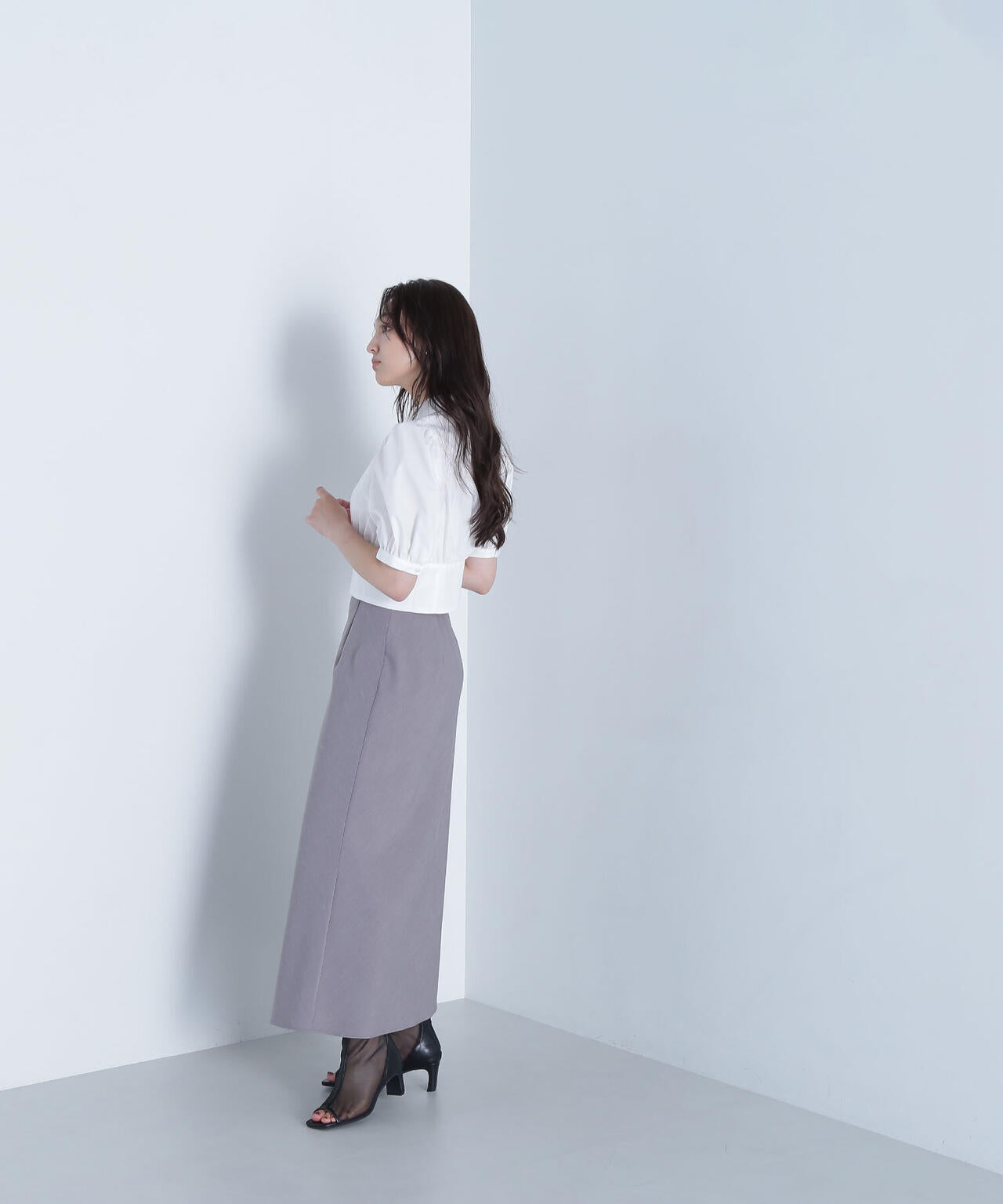 シャツカラーコルセットブラウス*