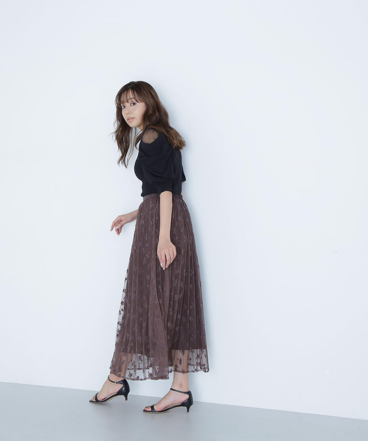 フラワーレースプリーツスカート*