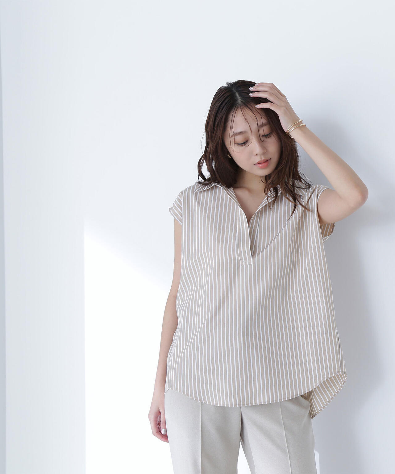 ストライプスキッパーフォルムシャツ*