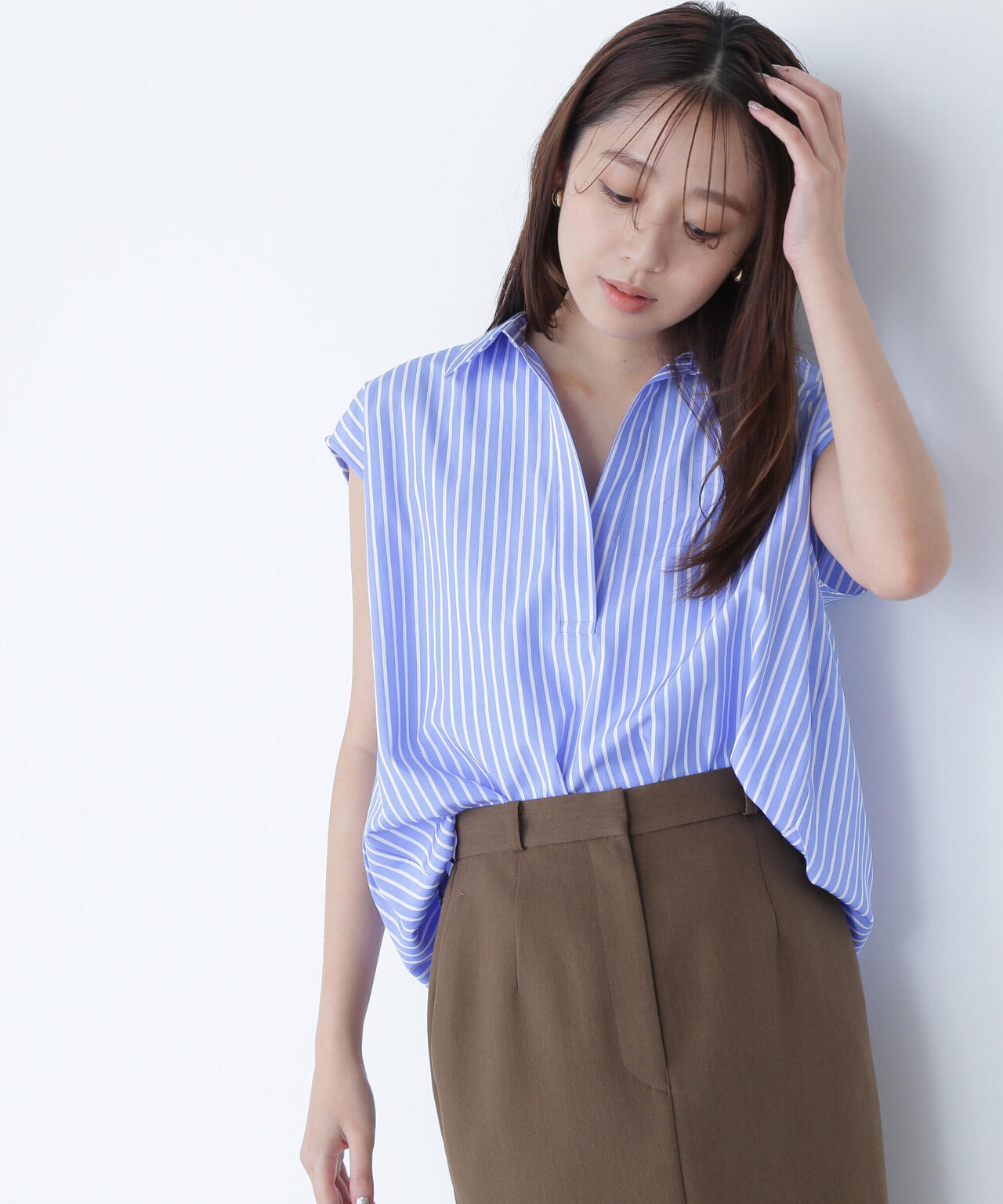 ストライプスキッパーフォルムシャツ*