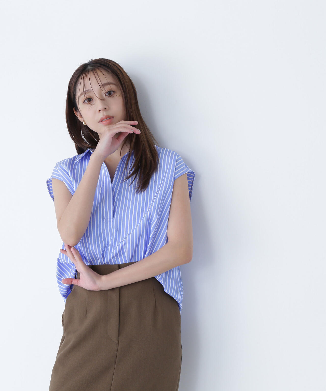 ストライプスキッパーフォルムシャツ*
