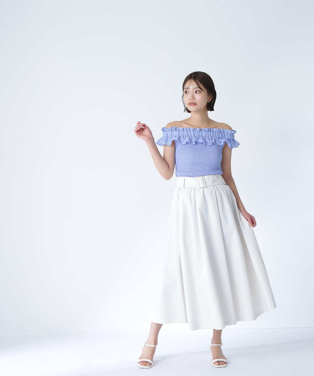 ワイドベルトタフタスカート*