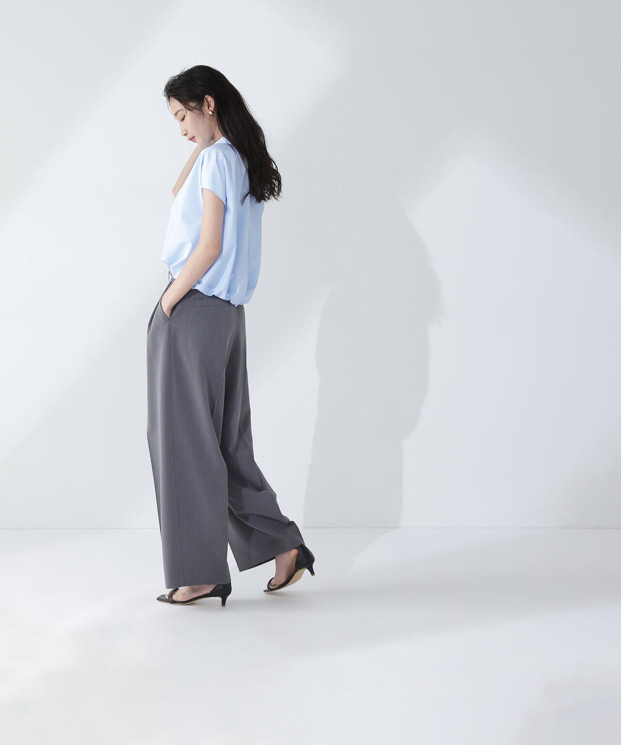 <骨格ナチュラル>ツータックワイドパンツ*