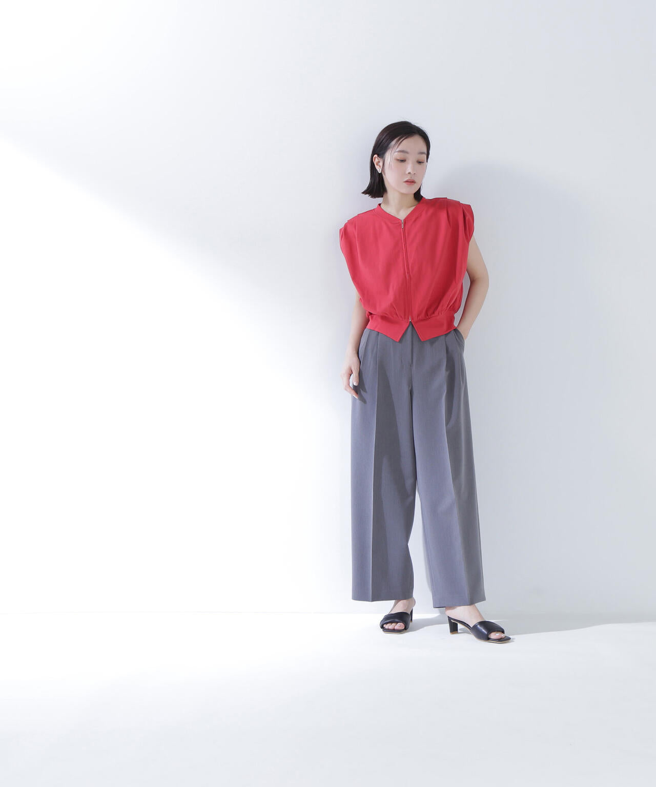 <骨格ナチュラル>ツータックワイドパンツ*
