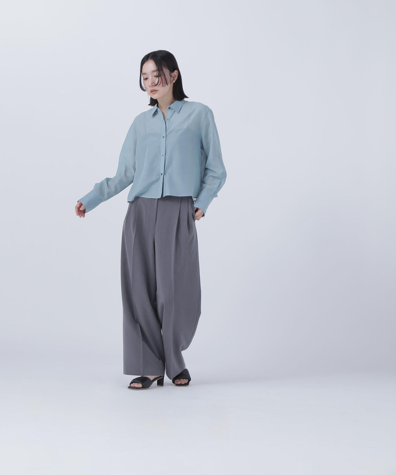 <骨格ナチュラル>ツータックワイドパンツ*