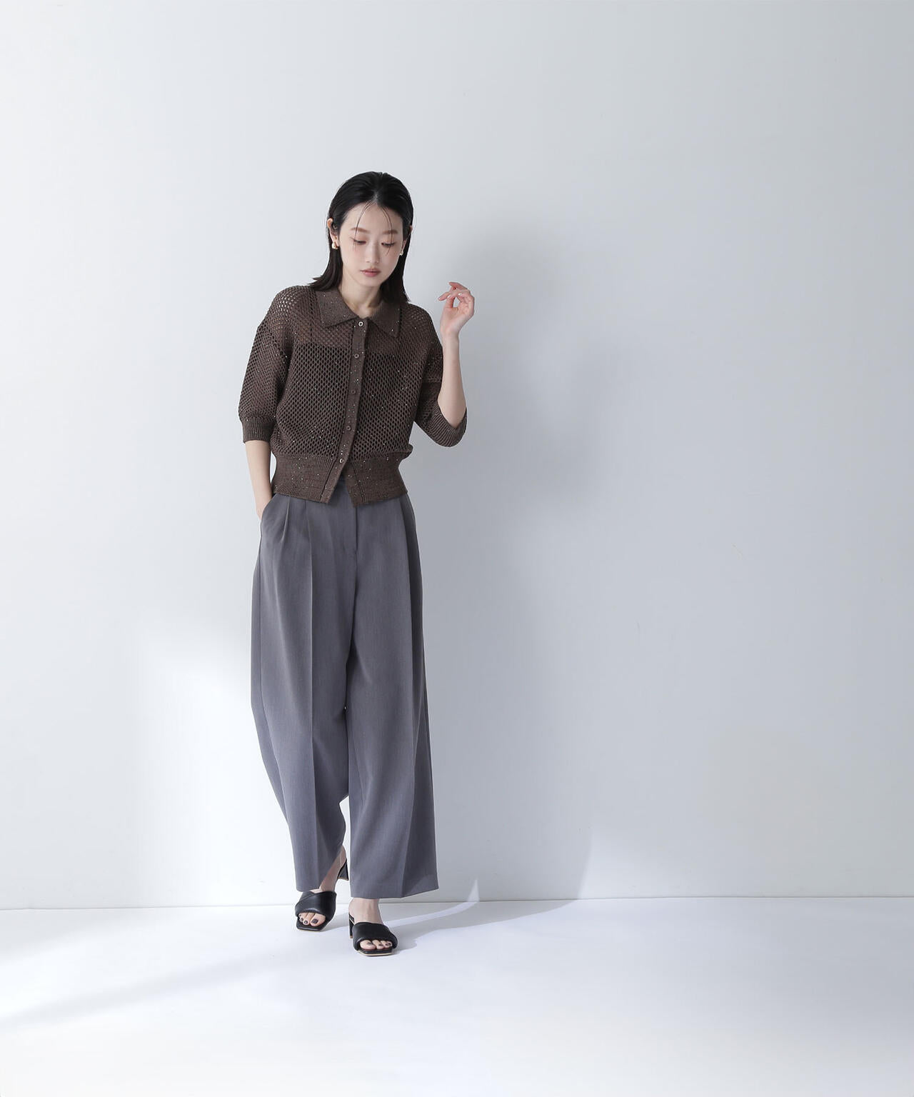 <骨格ナチュラル>ツータックワイドパンツ*