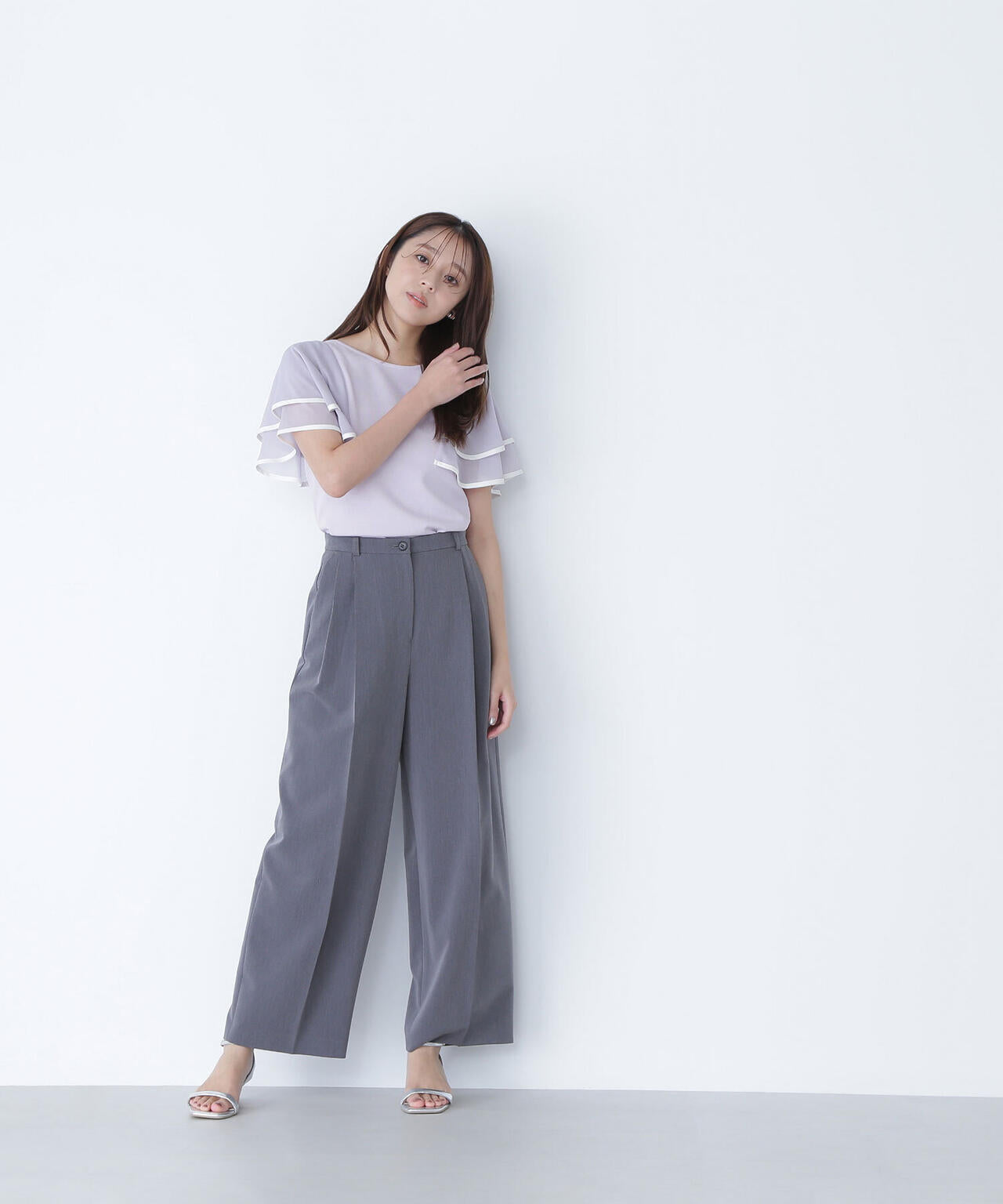 <骨格ナチュラル>ツータックワイドパンツ*