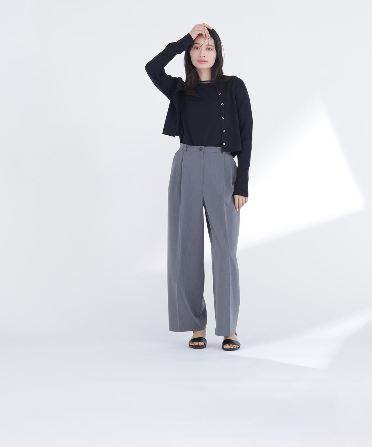<骨格ナチュラル>ツータックワイドパンツ*