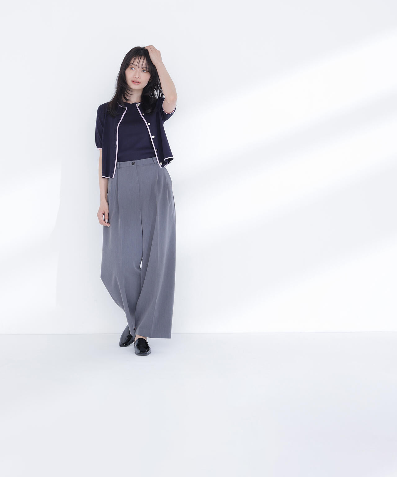 <骨格ナチュラル>ツータックワイドパンツ*