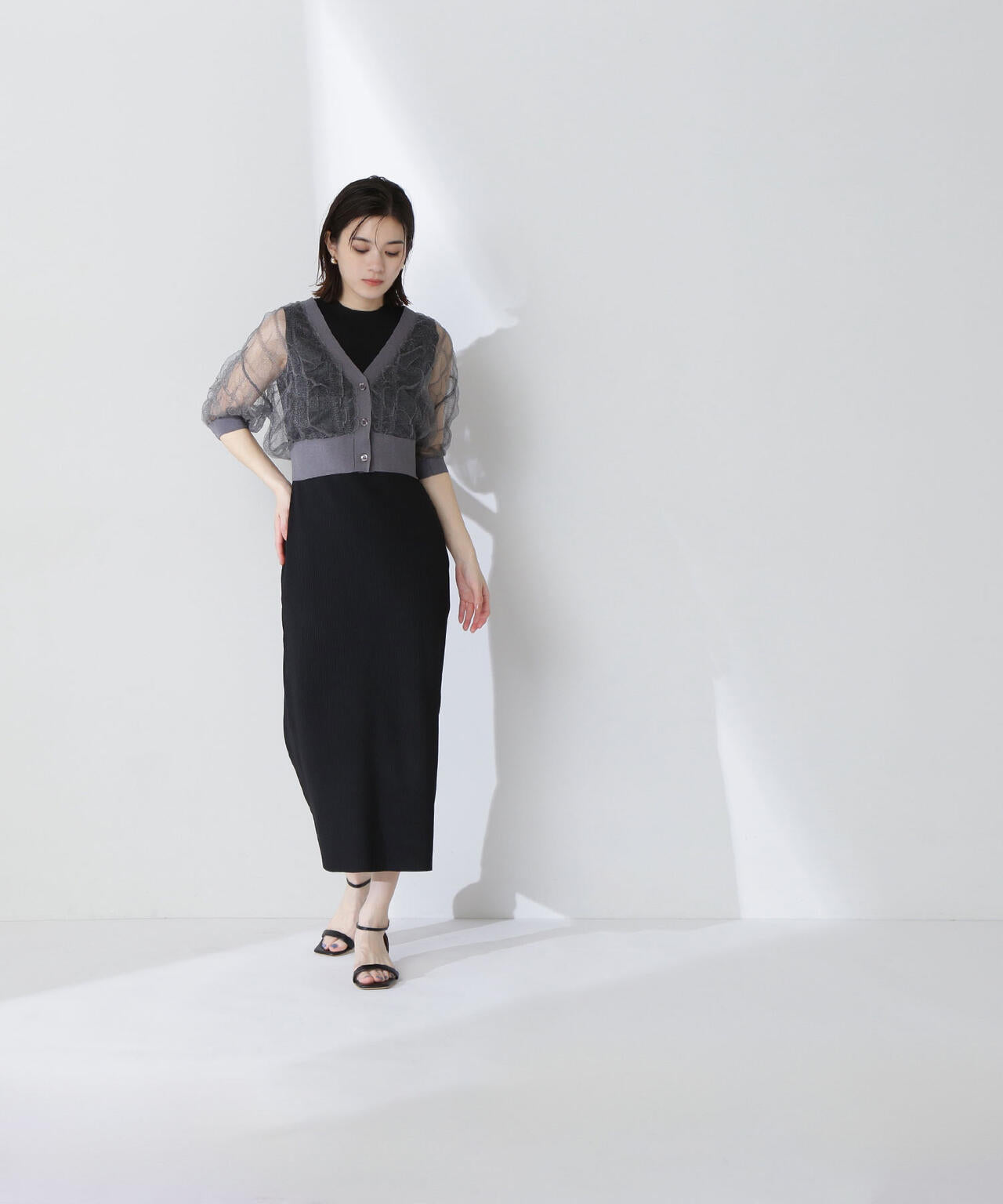 シャーリングシアーカーデセットワンピース*