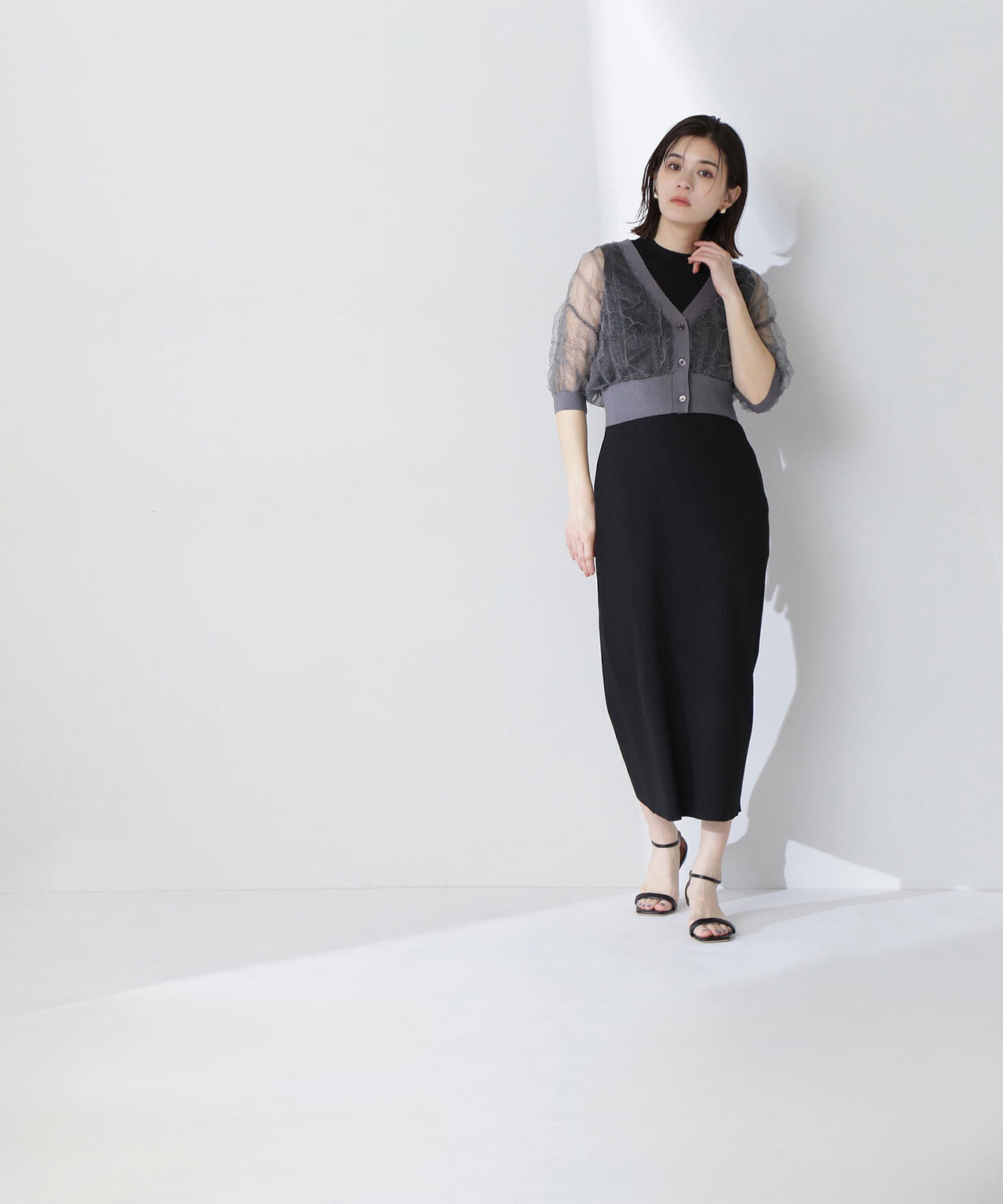 シャーリングシアーカーデセットワンピース*