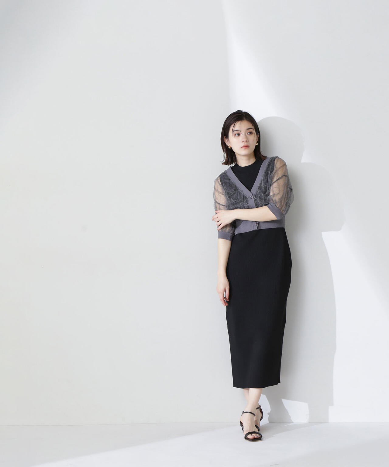 シャーリングシアーカーデセットワンピース*