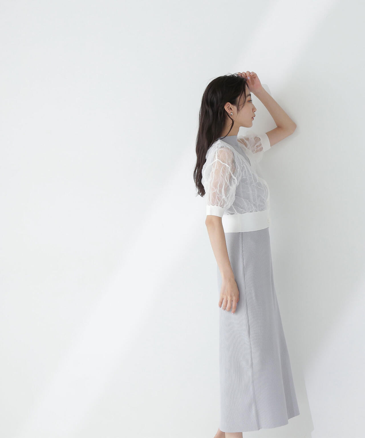 シャーリングシアーカーデセットワンピース*