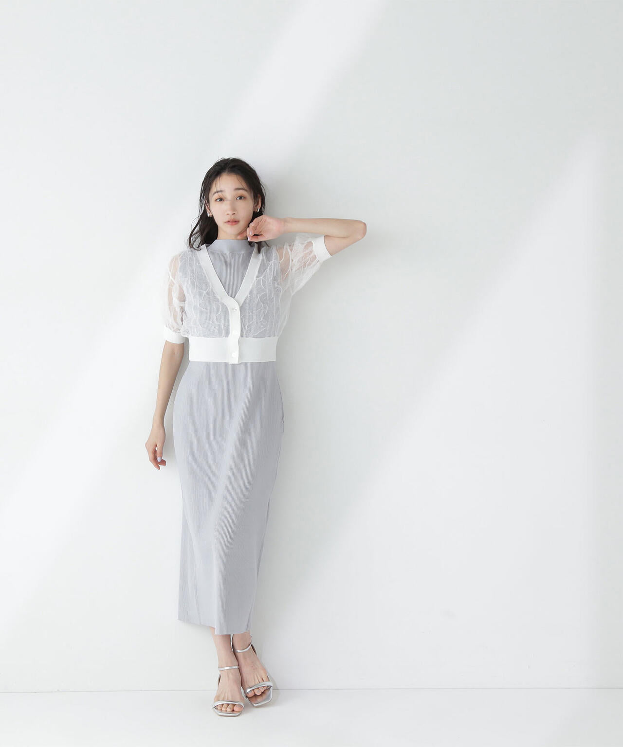 シャーリングシアーカーデセットワンピース*