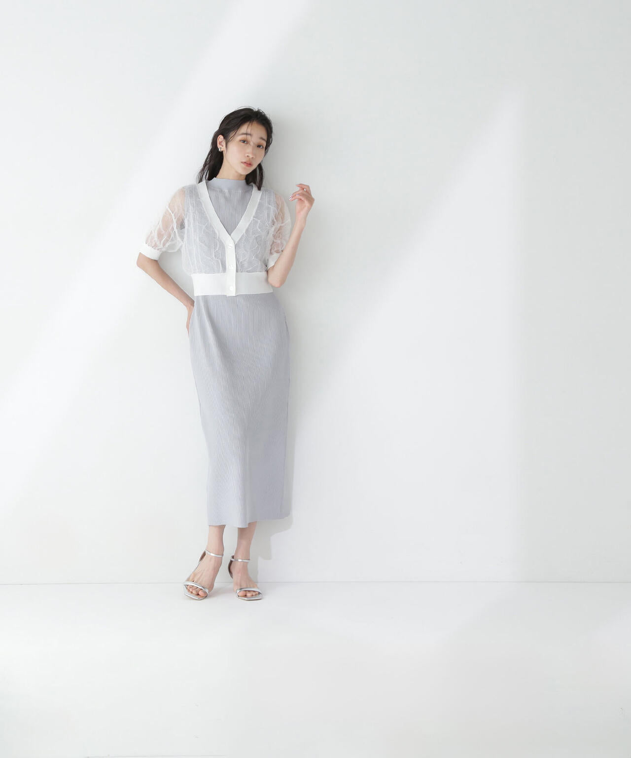 シャーリングシアーカーデセットワンピース*