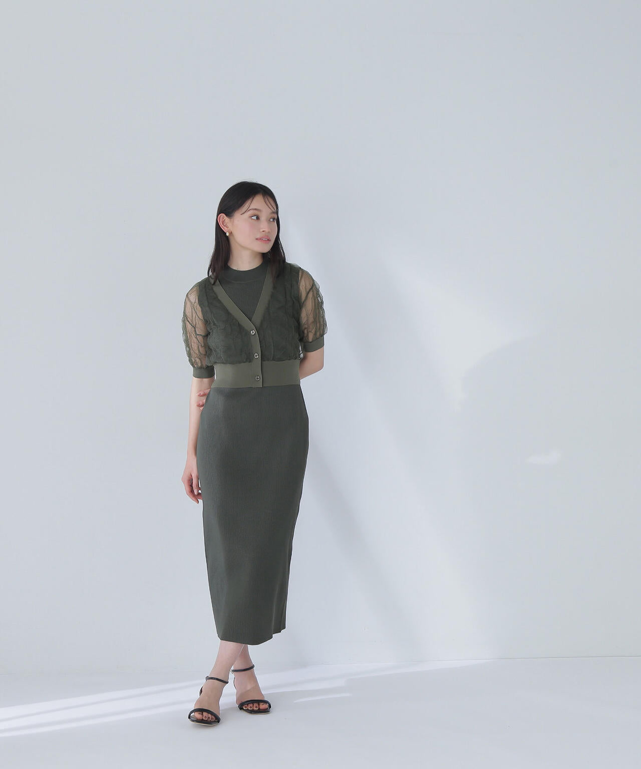 シャーリングシアーカーデセットワンピース*