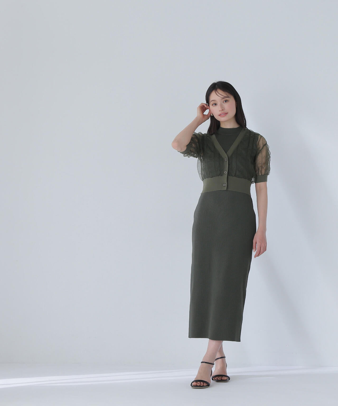 シャーリングシアーカーデセットワンピース*