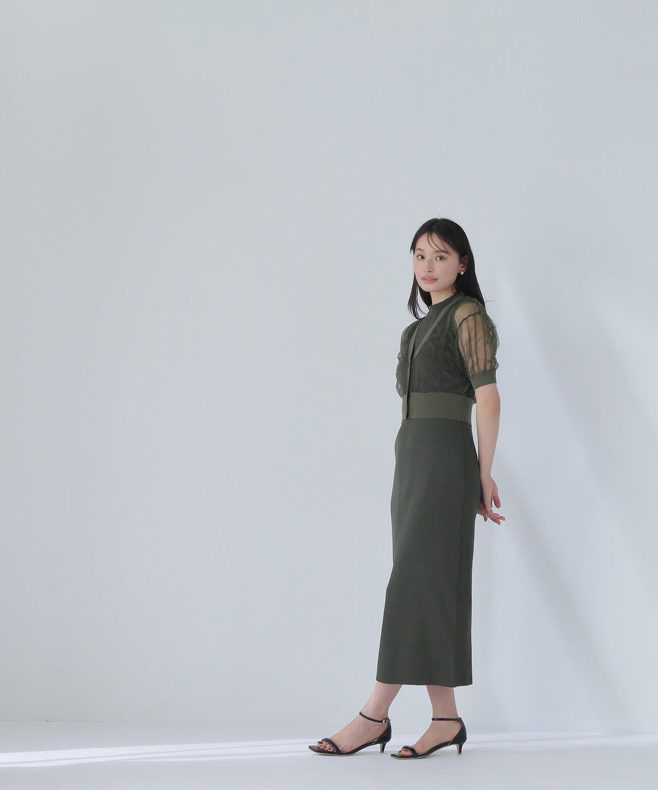 シャーリングシアーカーデセットワンピース*