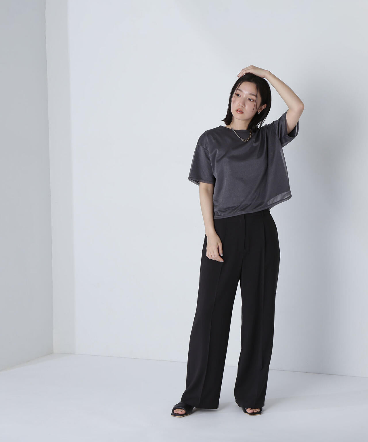 グロッシーシアーレイヤードTシャツ*