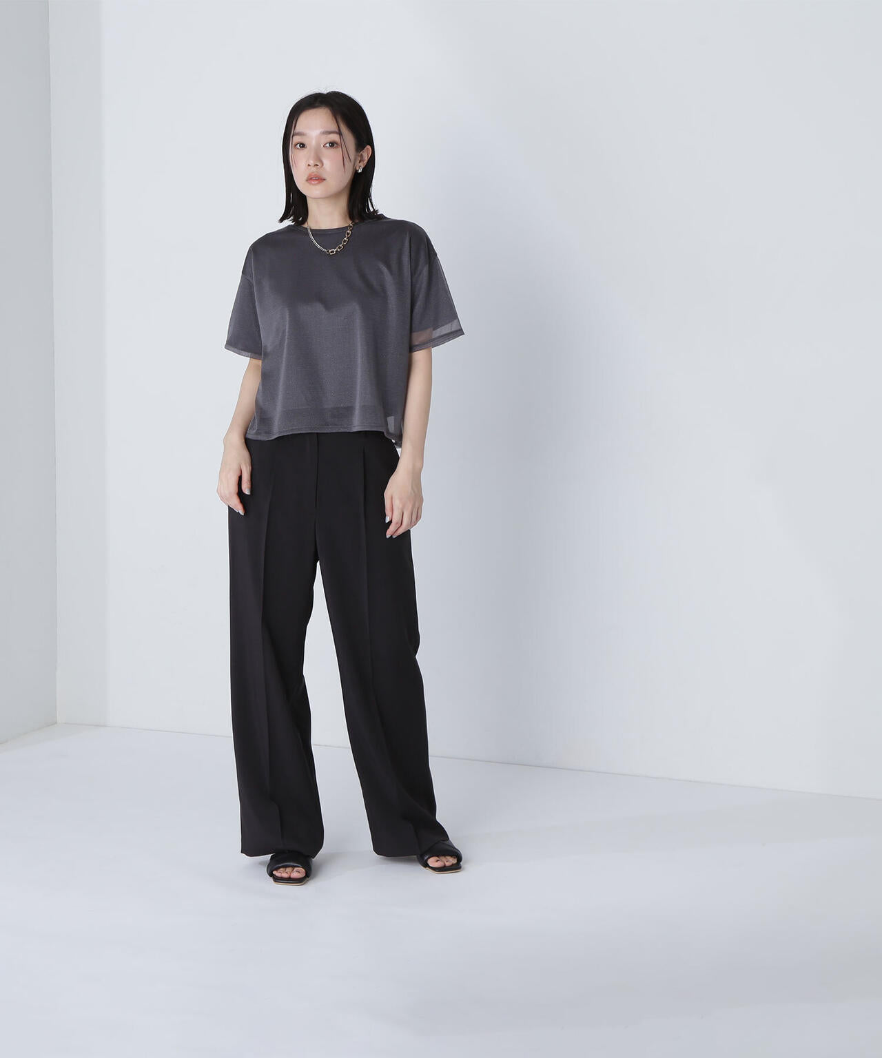 グロッシーシアーレイヤードTシャツ*