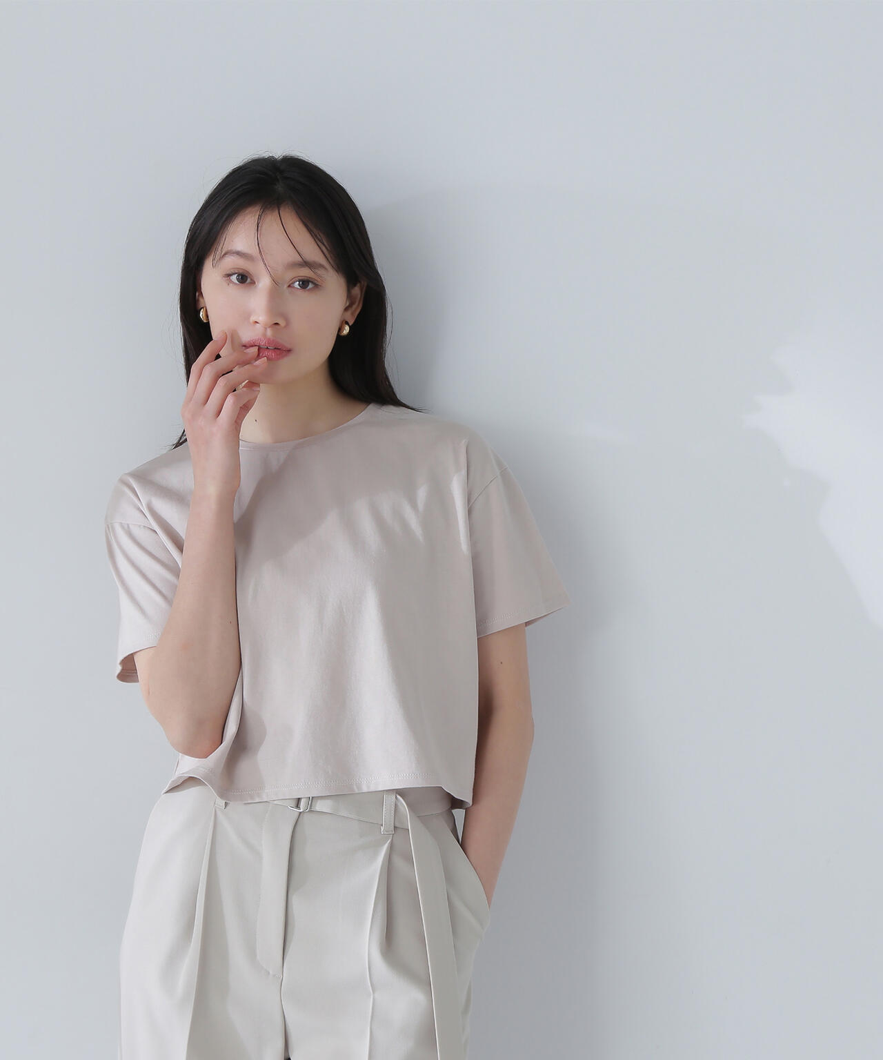 グロッシーシアーレイヤードTシャツ*