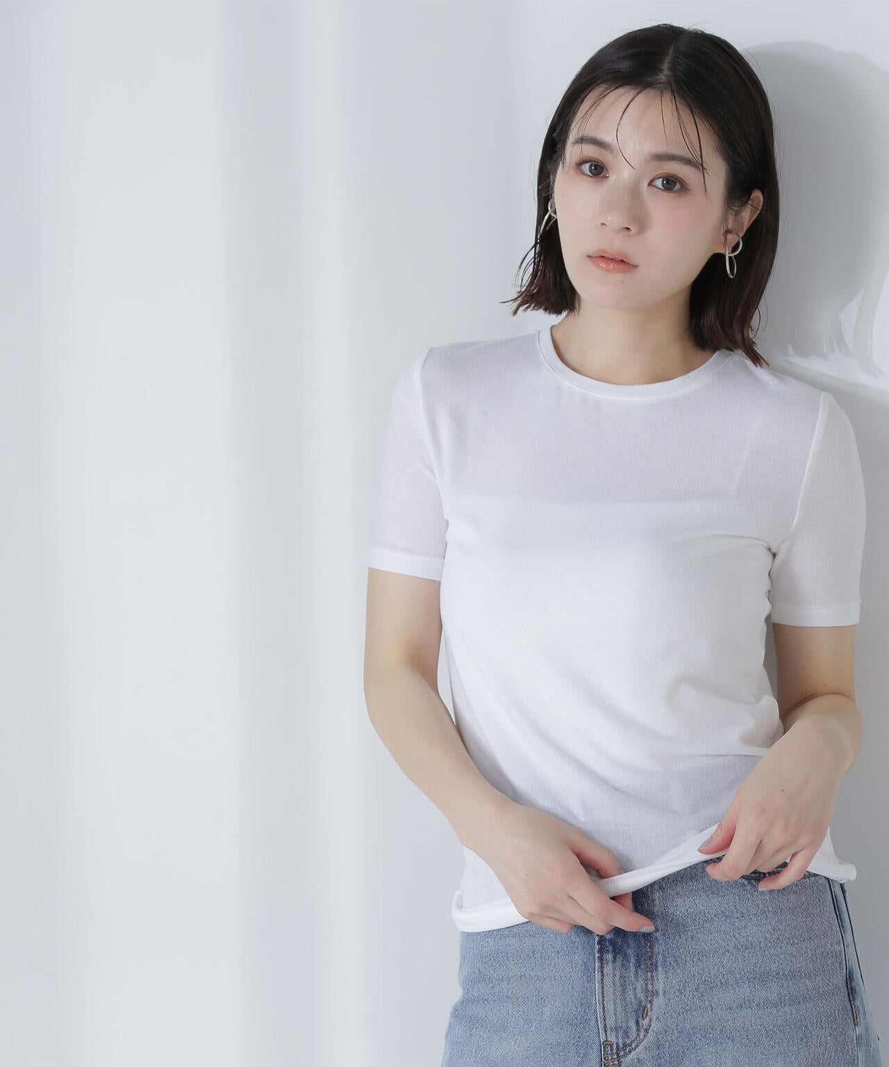 シアーストレッチTシャツ*