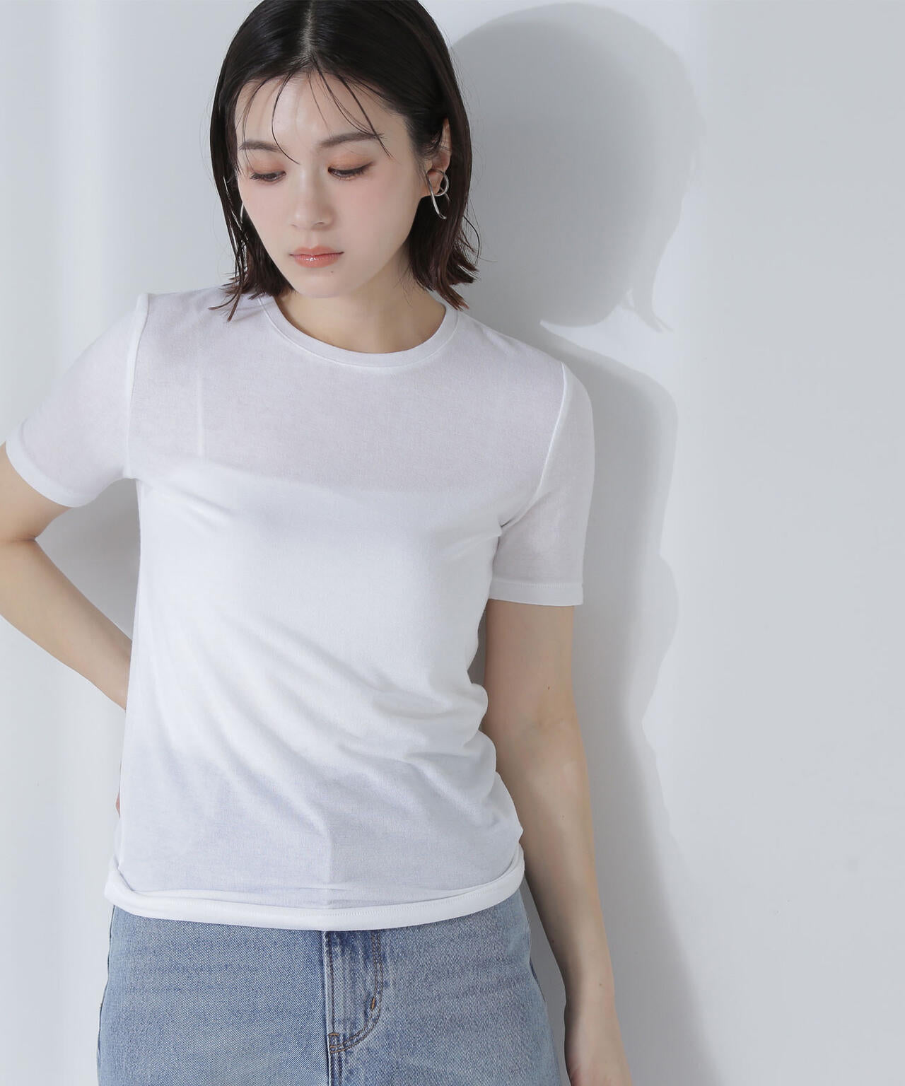 シアーストレッチTシャツ*