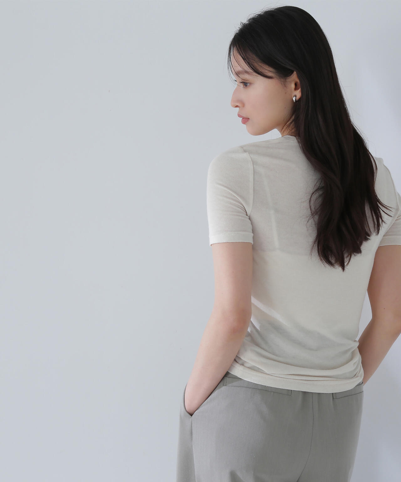 シアーストレッチTシャツ*
