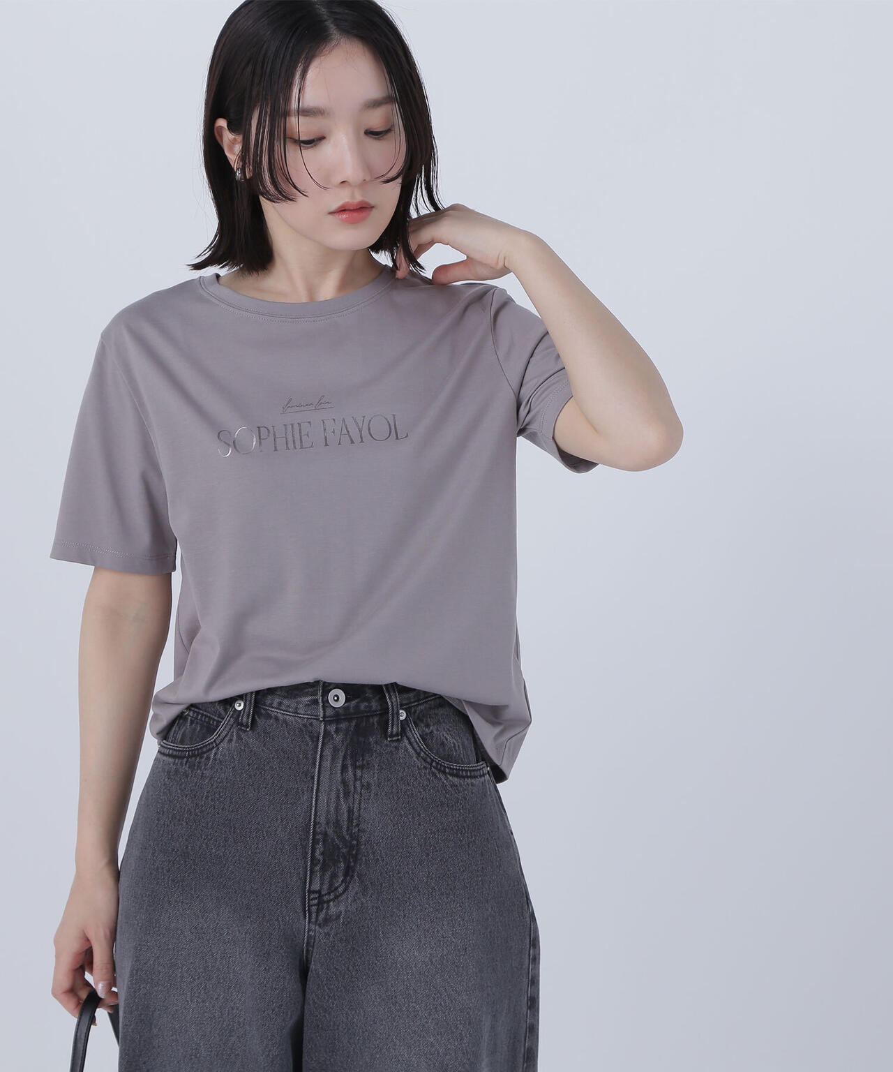 箔ロゴプリントTシャツ*