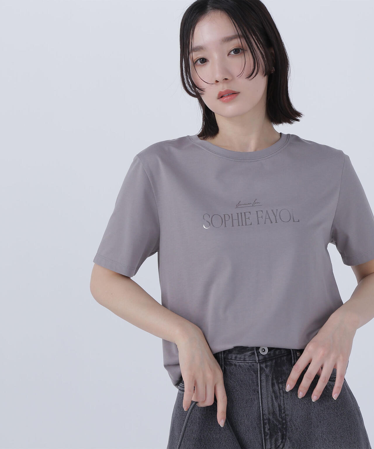 箔ロゴプリントTシャツ*