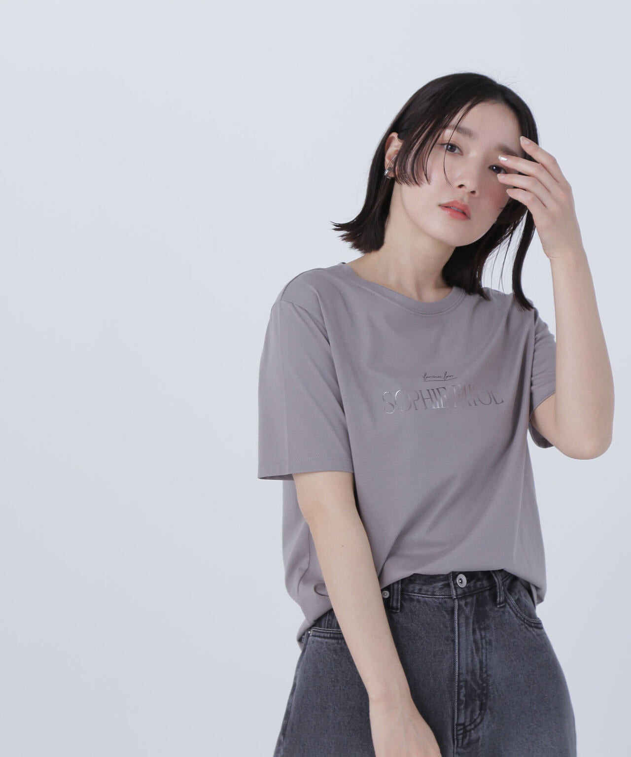箔ロゴプリントTシャツ*