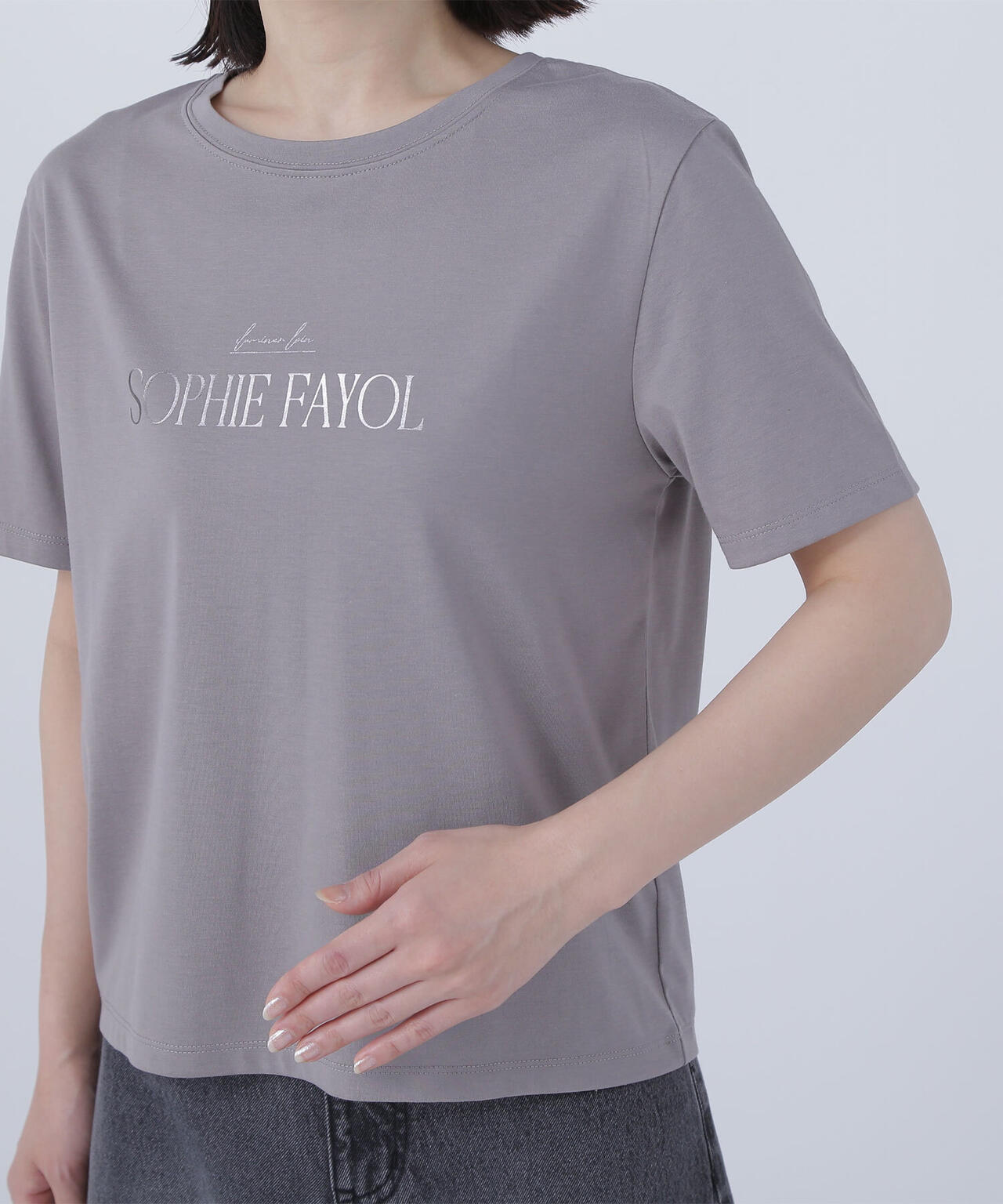 箔ロゴプリントTシャツ*