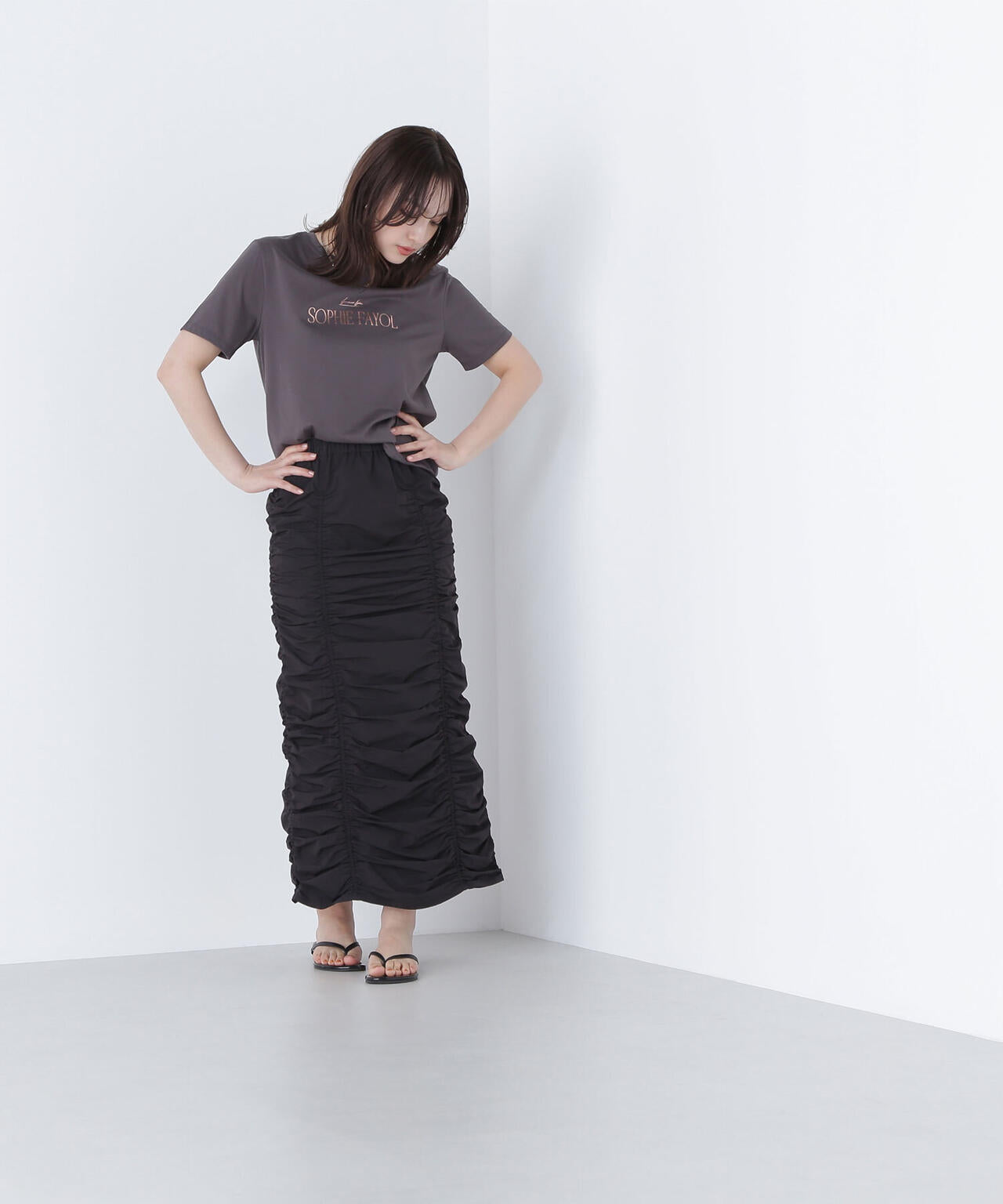 箔ロゴプリントTシャツ*