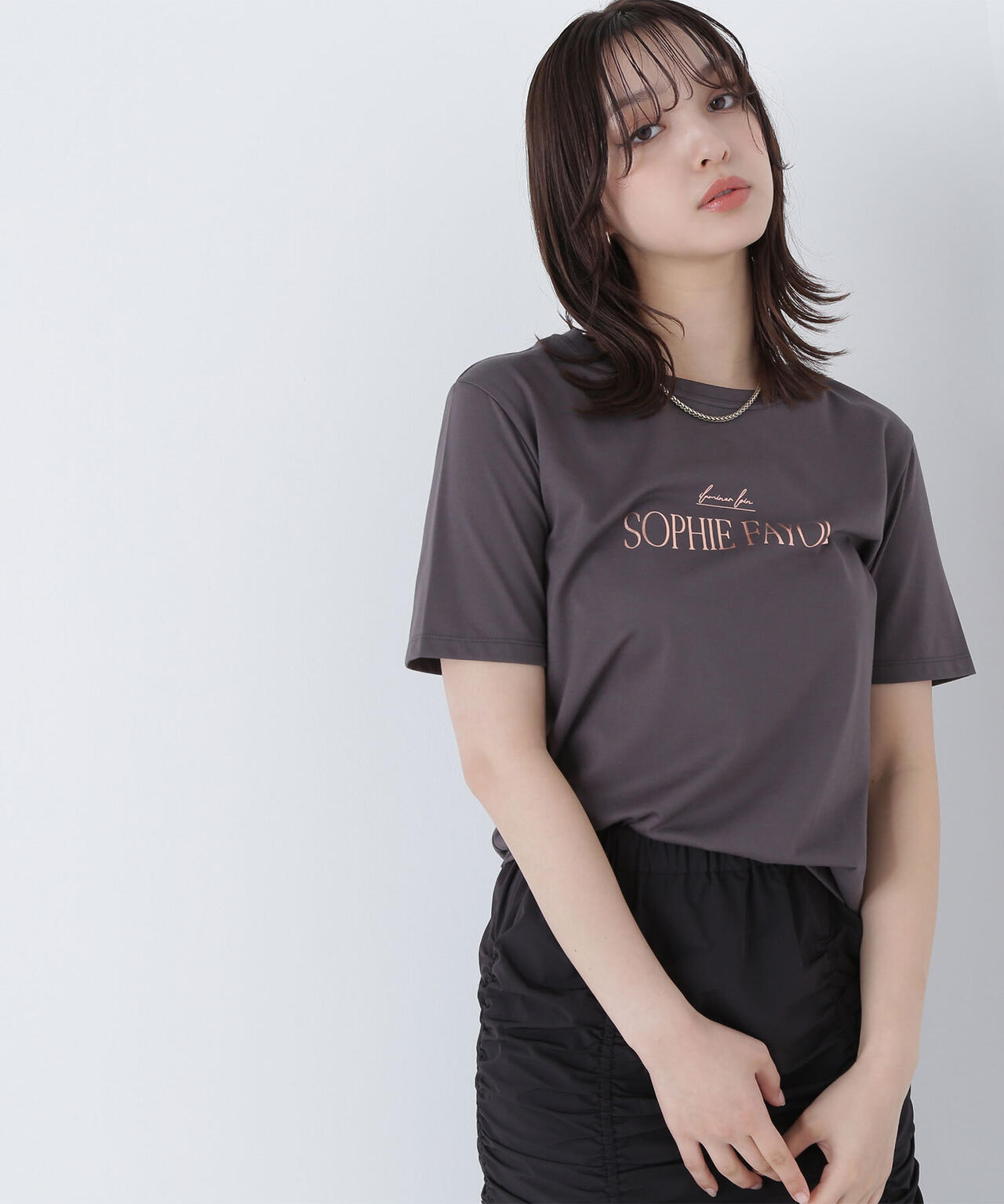 箔ロゴプリントTシャツ*