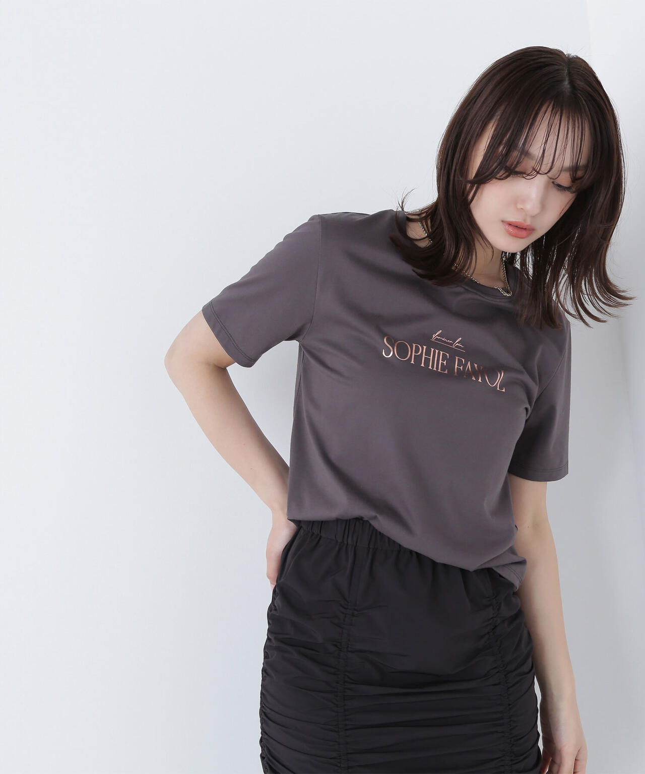 箔ロゴプリントTシャツ*