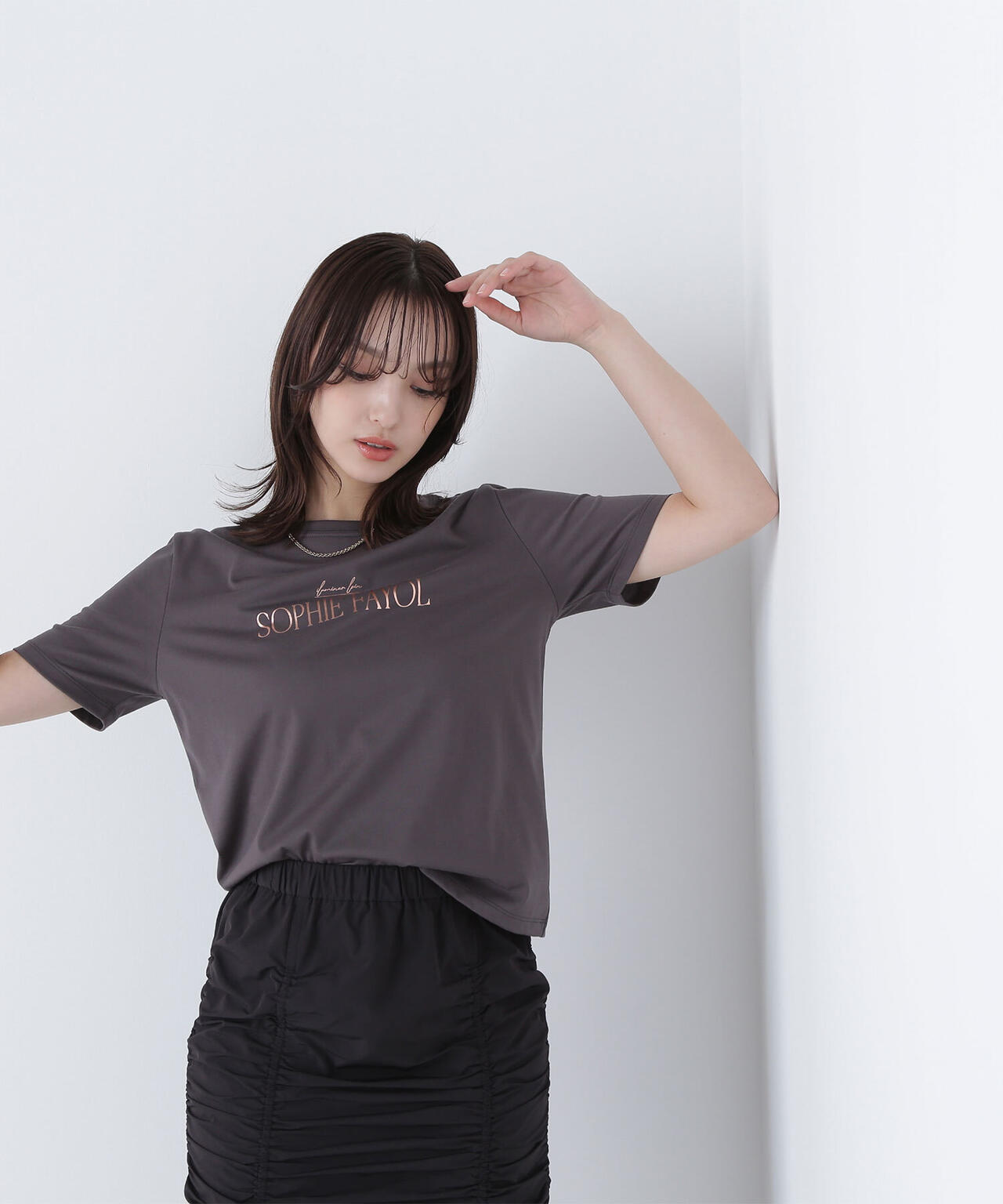 箔ロゴプリントTシャツ*