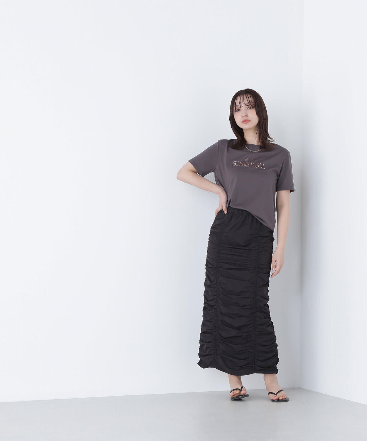 箔ロゴプリントTシャツ*