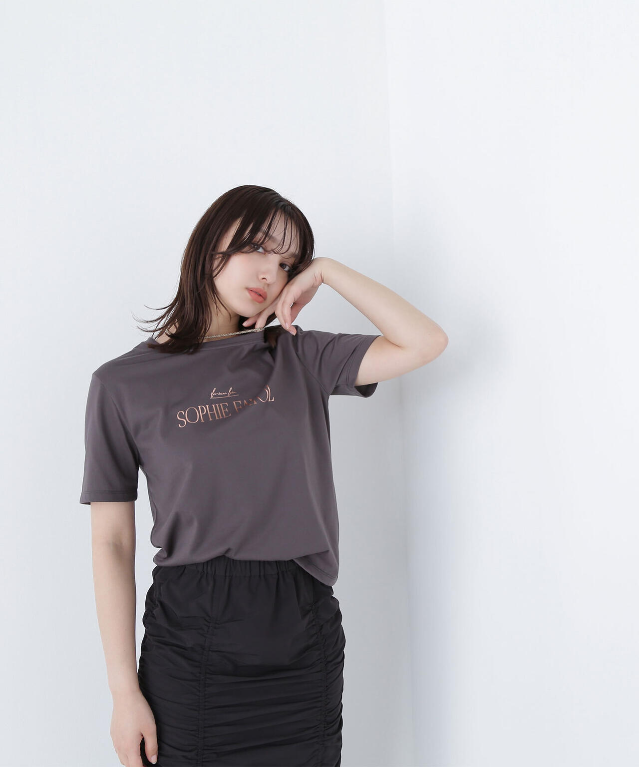 箔ロゴプリントTシャツ*