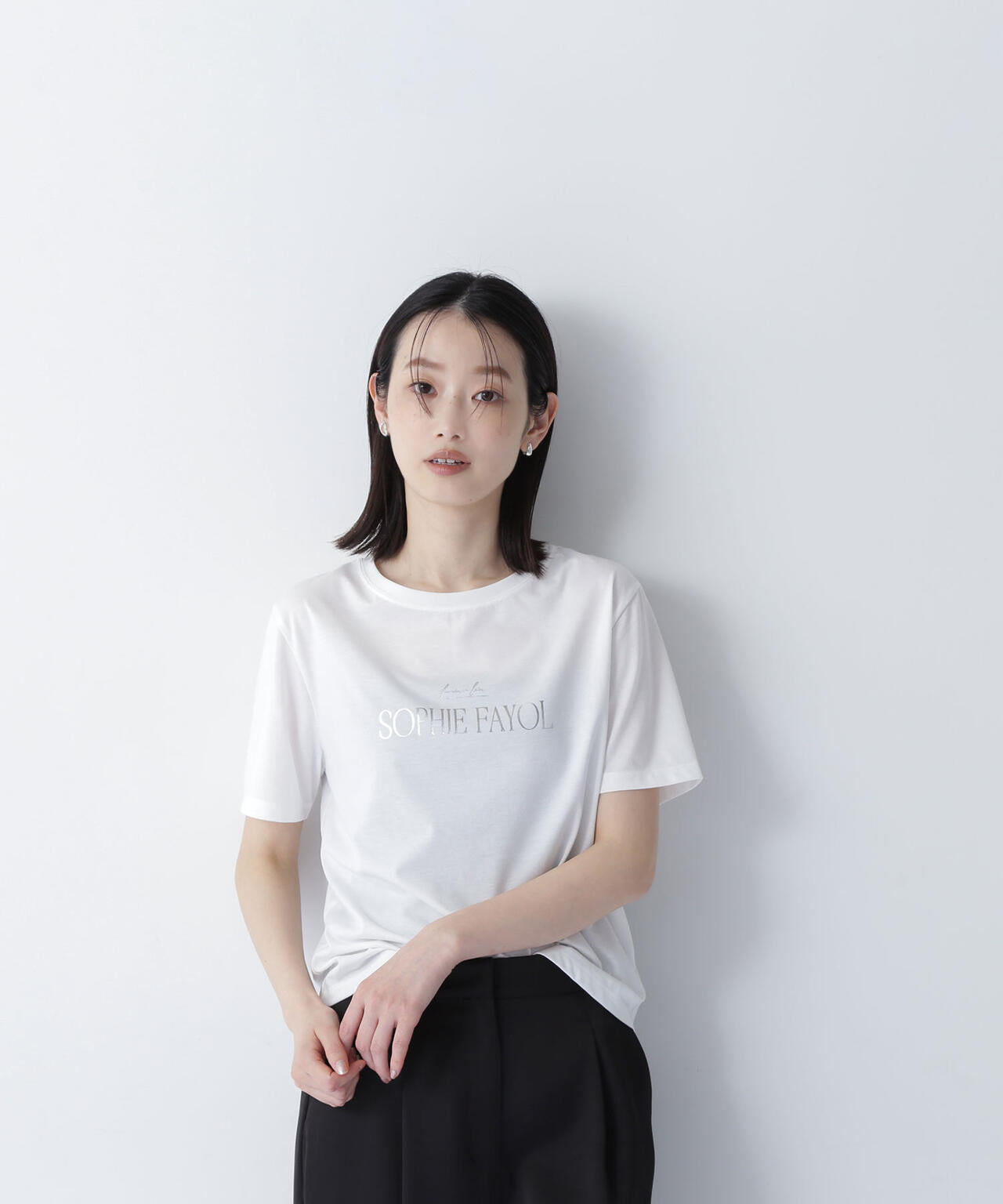 箔ロゴプリントTシャツ*