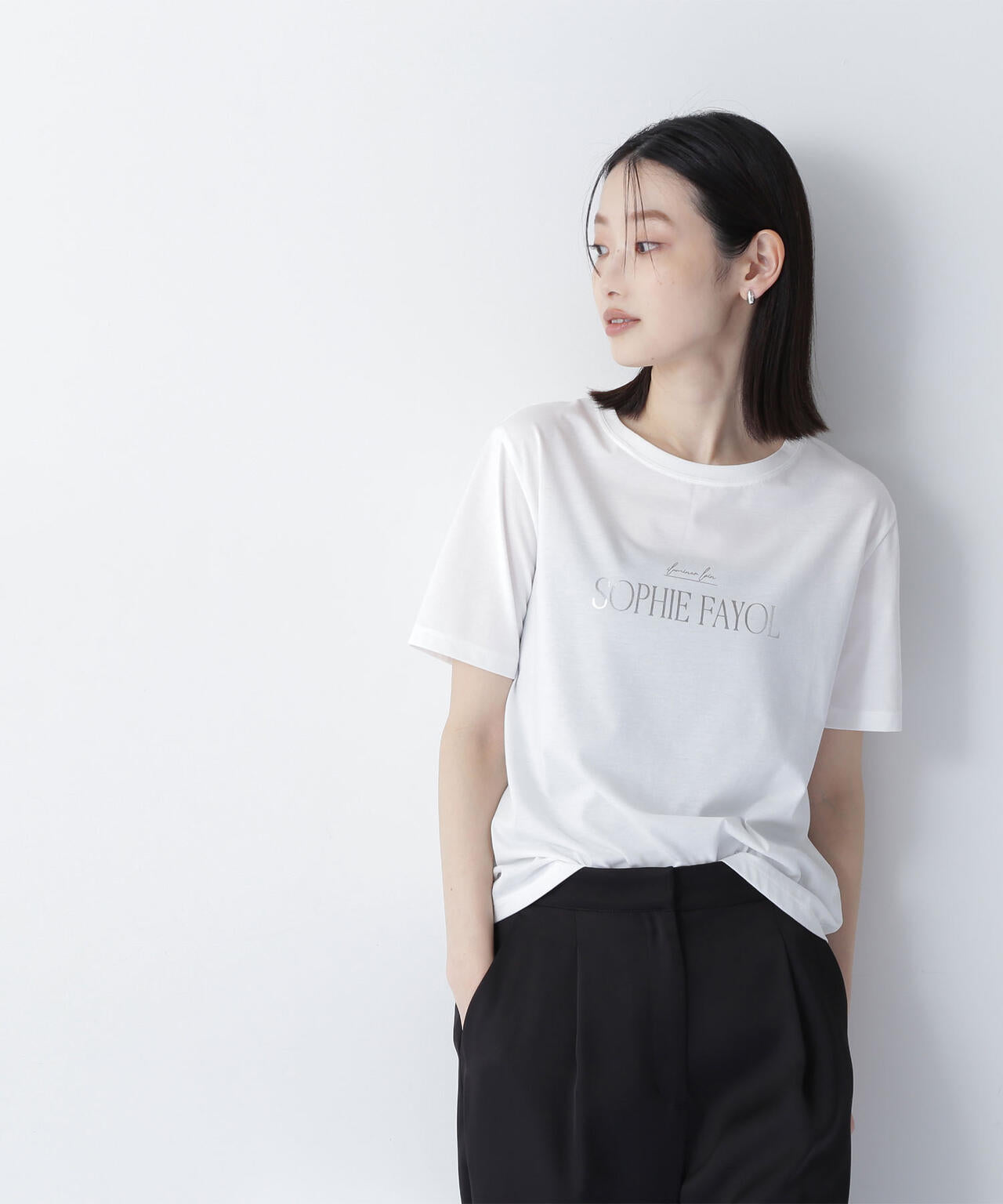 箔ロゴプリントTシャツ*