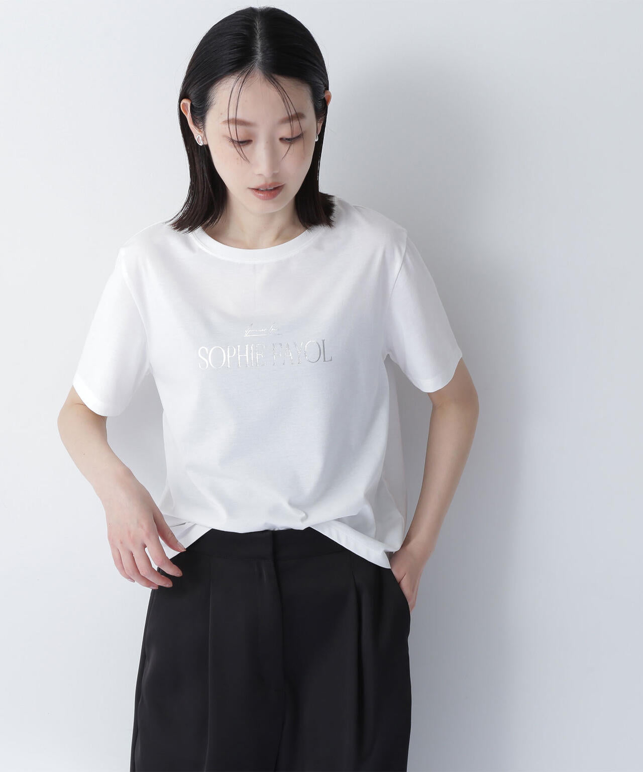 箔ロゴプリントTシャツ*