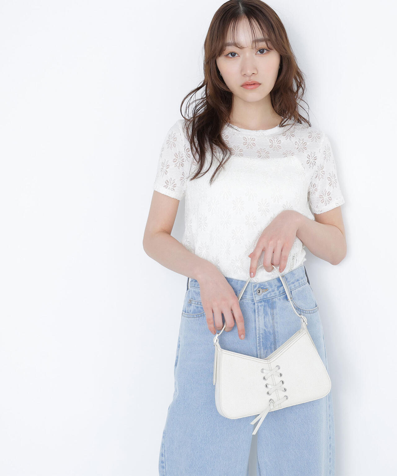 カットレースTシャツ*