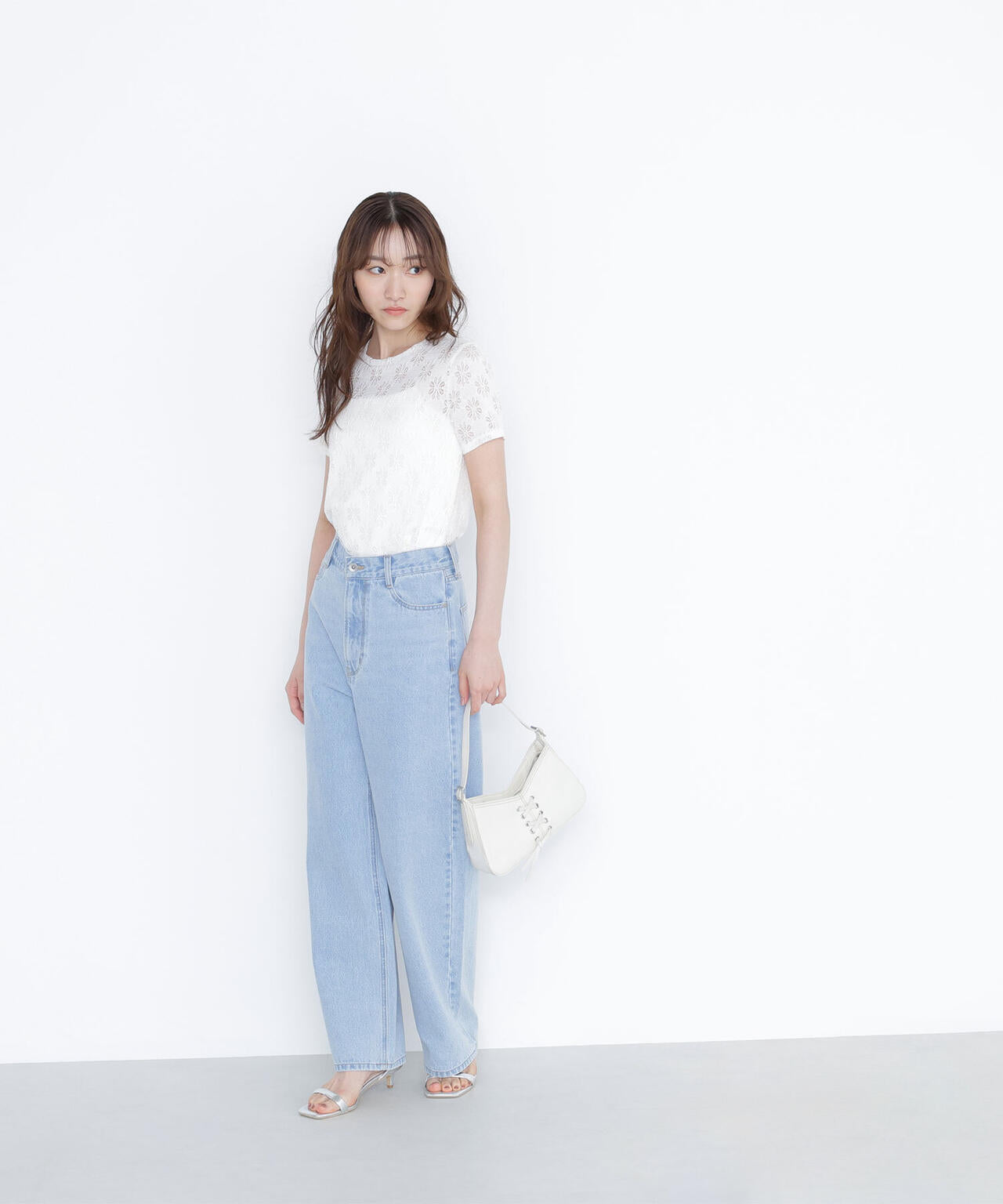 カットレースTシャツ*