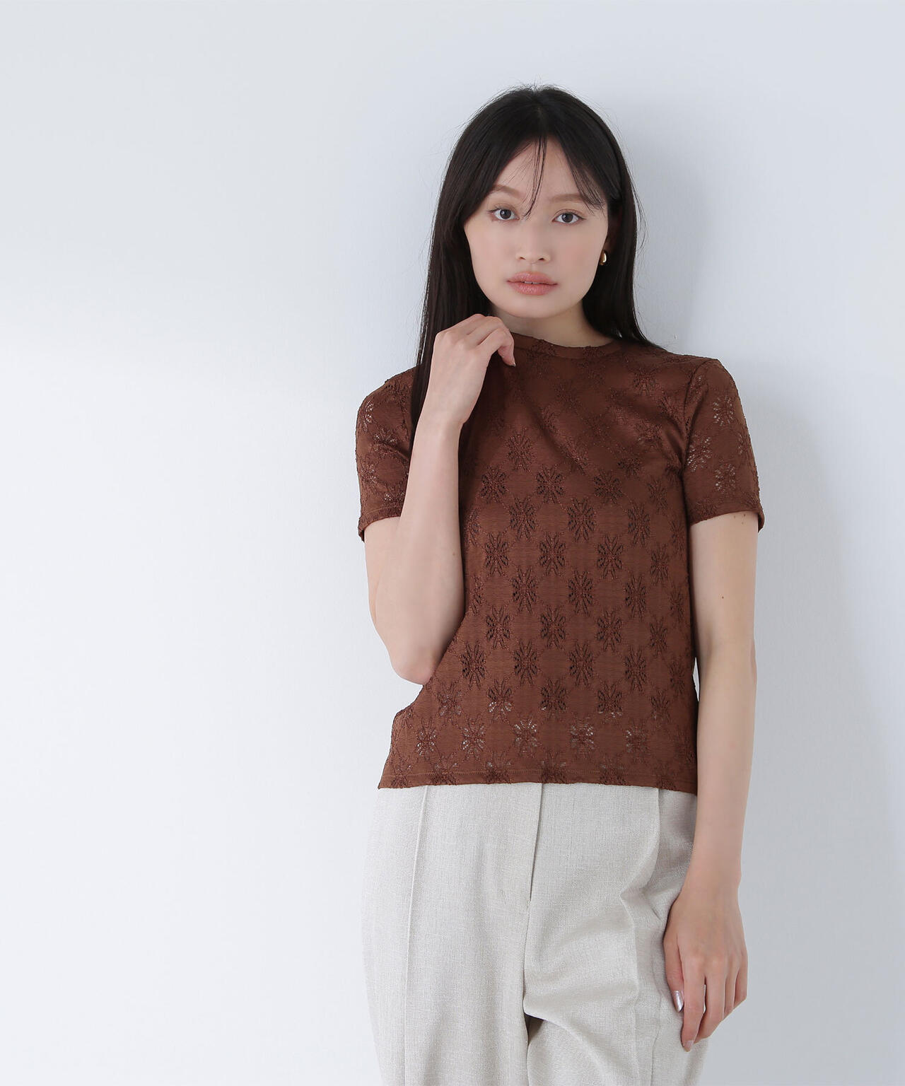 カットレースTシャツ*