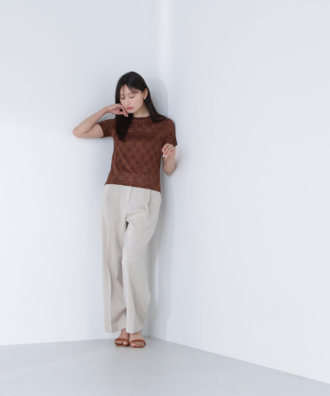 カットレースTシャツ*