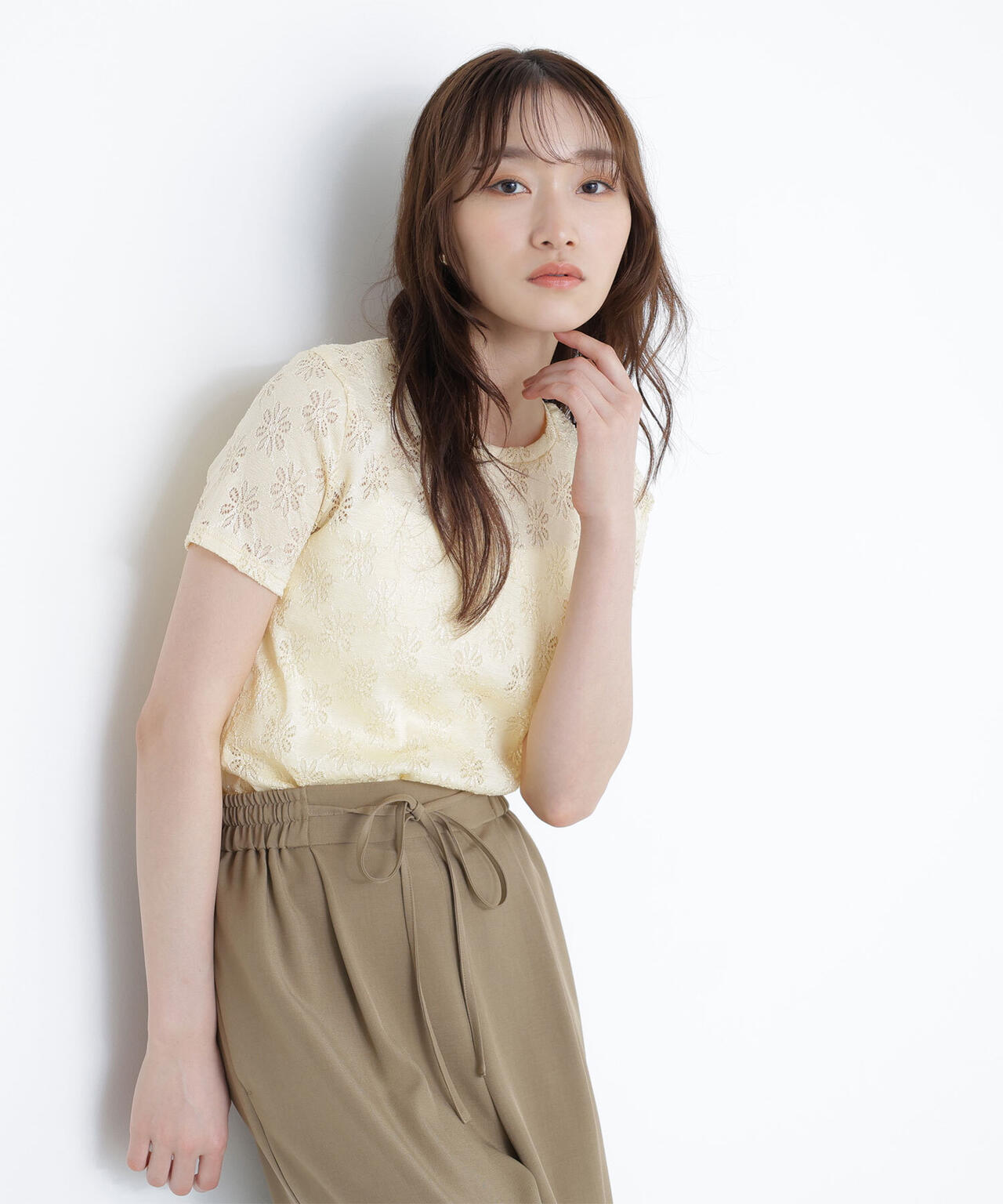 カットレースTシャツ*