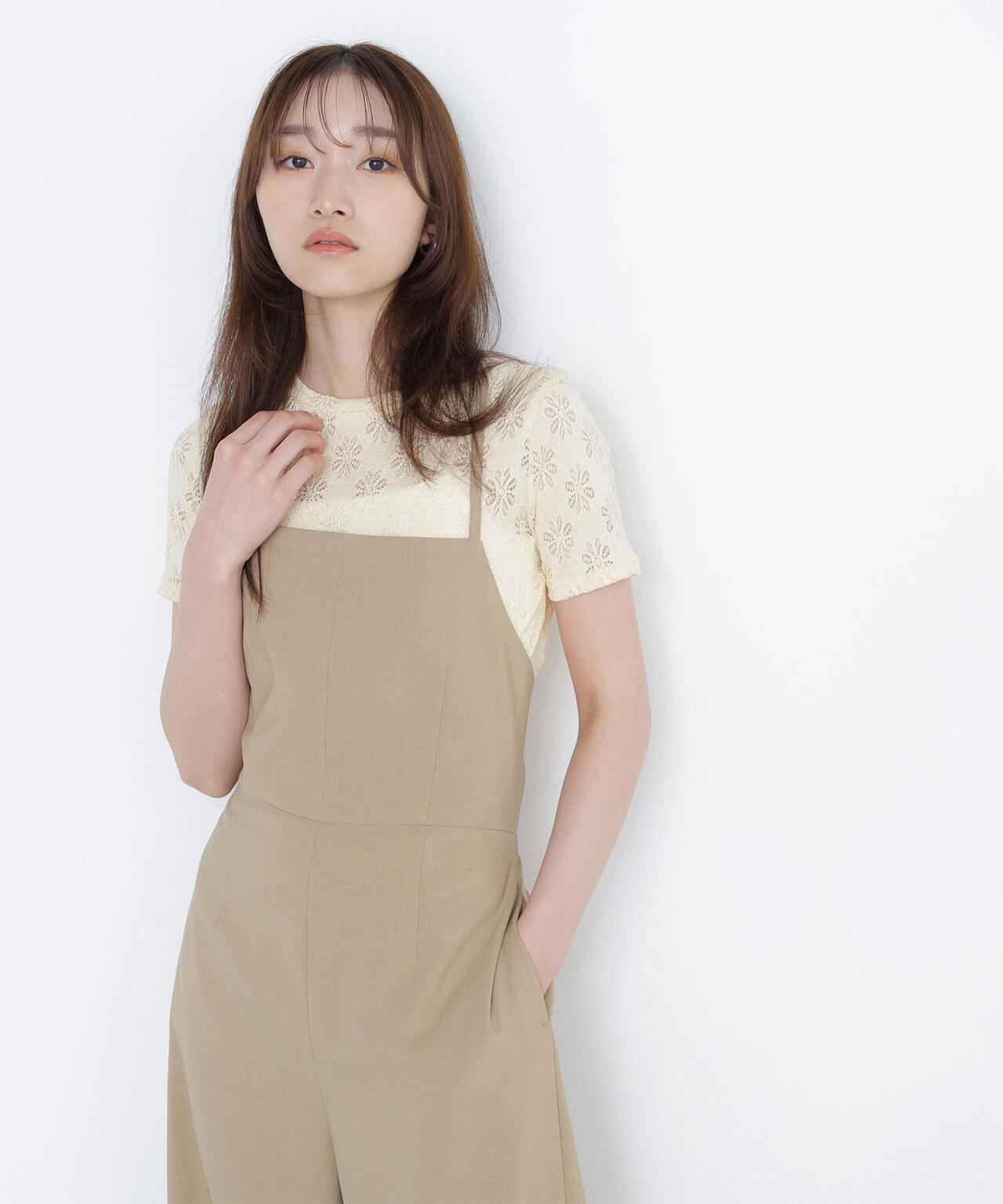 カットレースTシャツ*