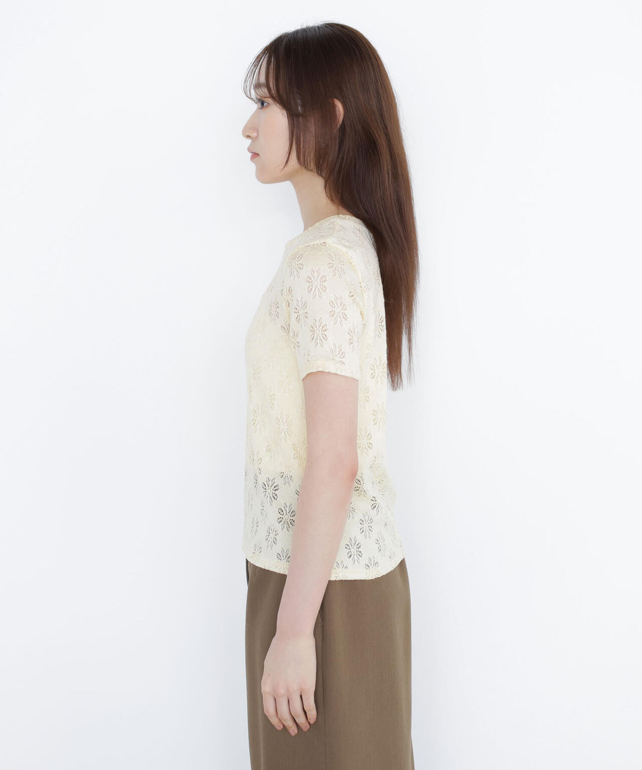 カットレースTシャツ*