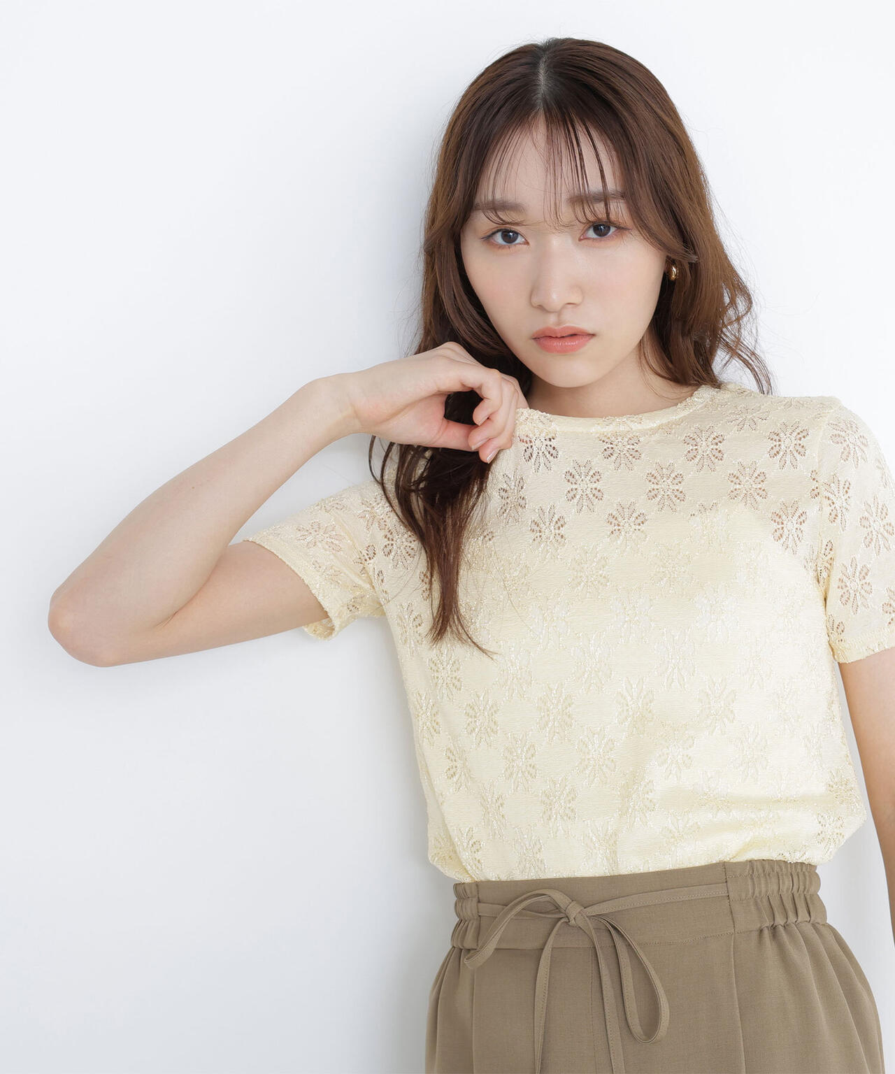 カットレースTシャツ*