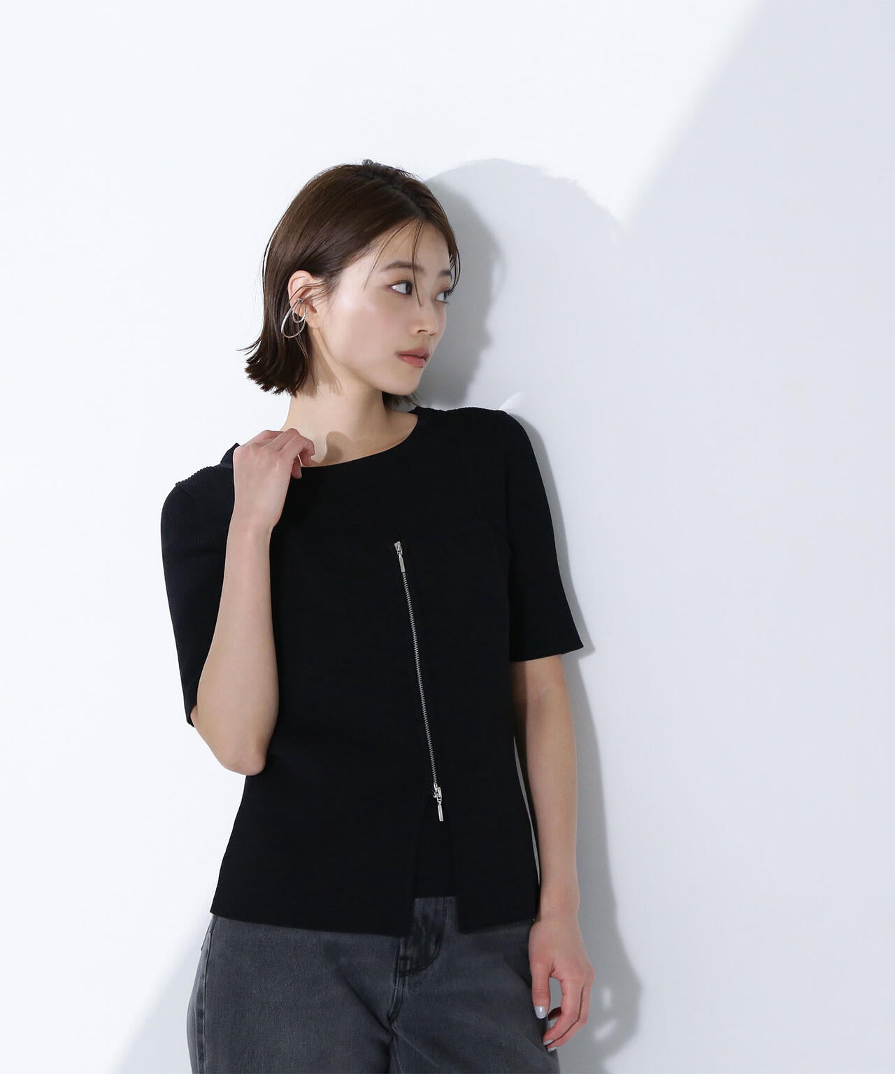 ジップキャミレイヤードニット*